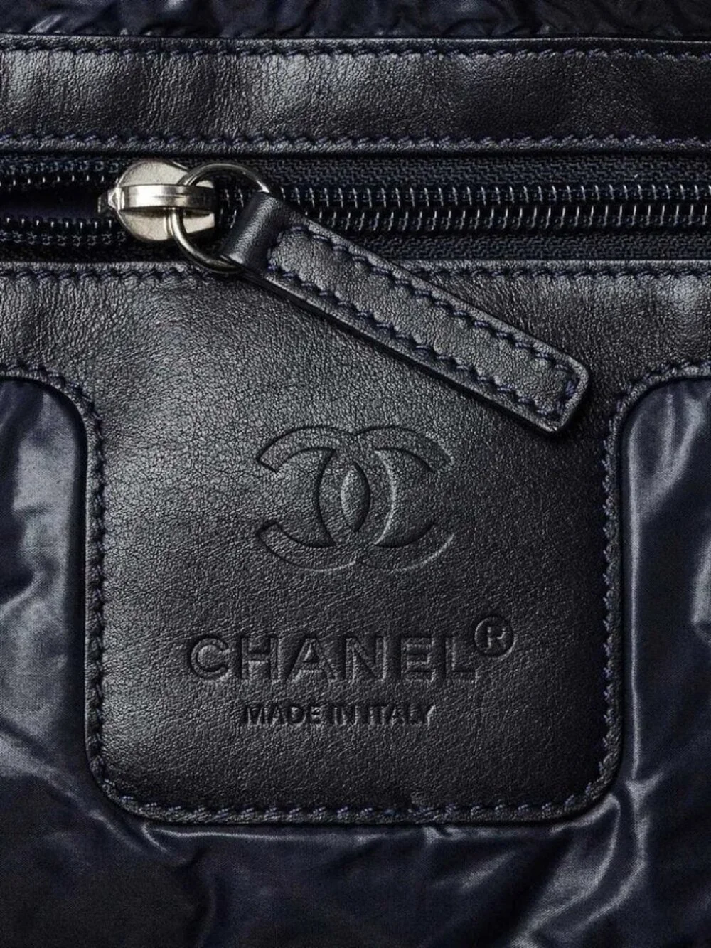 Chanel Dark White Quilted Nylon Coco Cocoon Tote Bag